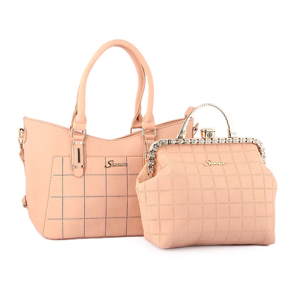 Women's Handbag 2 Pcs (6015) - Pink, Women, Bags, Chase Value, Chase Value