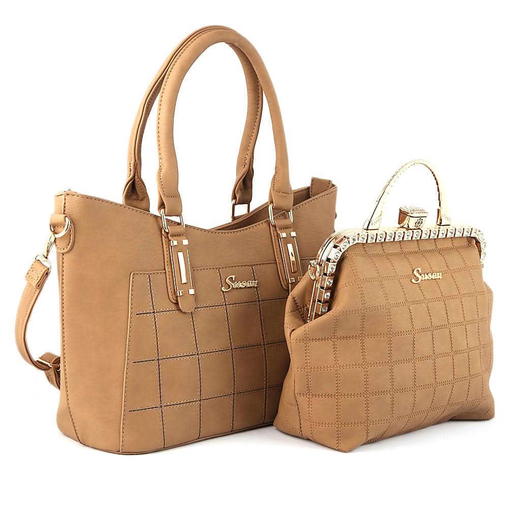 Women's Handbag 2 Pcs (6015) - Khaki, Women, Bags, Chase Value, Chase Value