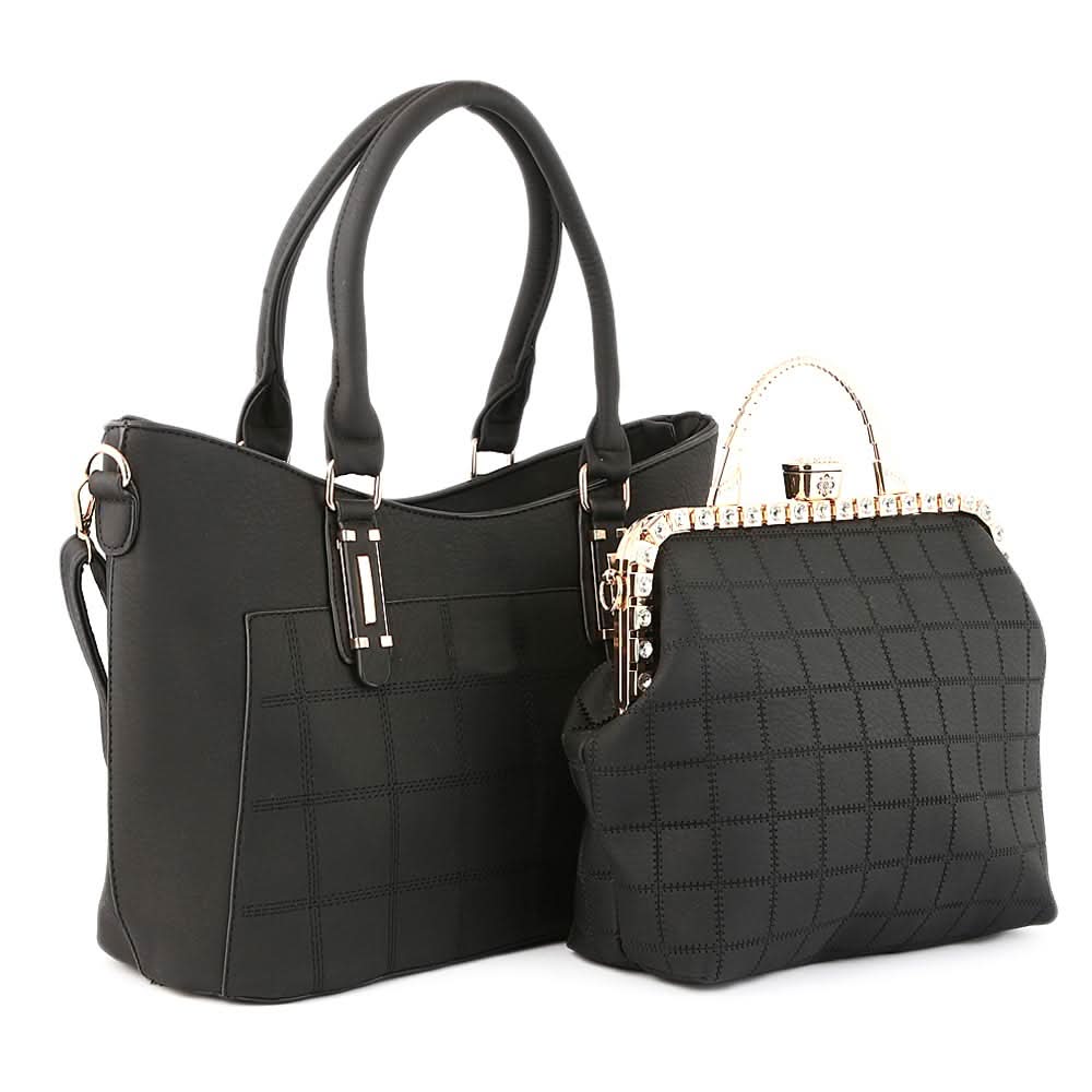 Women's Handbag 2 Pcs (6015) - Black, Women, Bags, Chase Value, Chase Value
