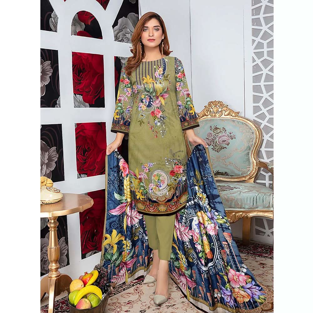 Tehzeeb Digital Printed Viscose 3 Pcs Un-Stitched Suit - 06, Women, 3Pcs Shalwar Suit, Ulfat Textile, Chase Value