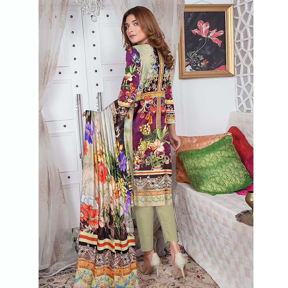 Tehzeeb Digital Printed Viscose 3 Pcs Un-Stitched Suit - 07, Women, 3Pcs Shalwar Suit, Ulfat Textile, Chase Value