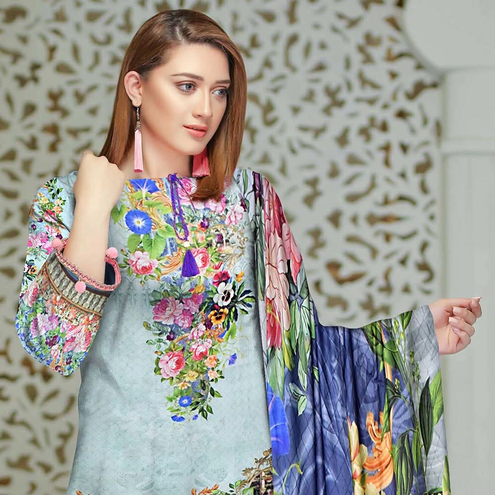 Tehzeeb Digital Printed Viscose 3 Pcs Un-Stitched Suit - 09, Women, 3Pcs Shalwar Suit, Ulfat Textile, Chase Value