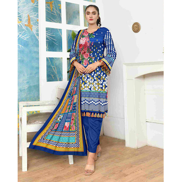 Tehzeeb Digital Printed Cambric 3Pcs Unstitched Suit V2 - 6, Women, 3Pcs Shalwar Suit, Ulfat Textile, Chase Value