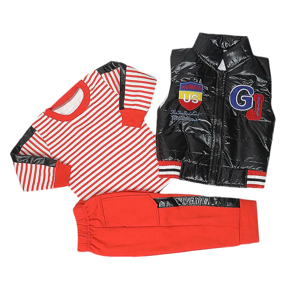 Boys 3 Piece Full Sleeves Suit - Red, Kids, Boys Sets And Suits, Chase Value, Chase Value