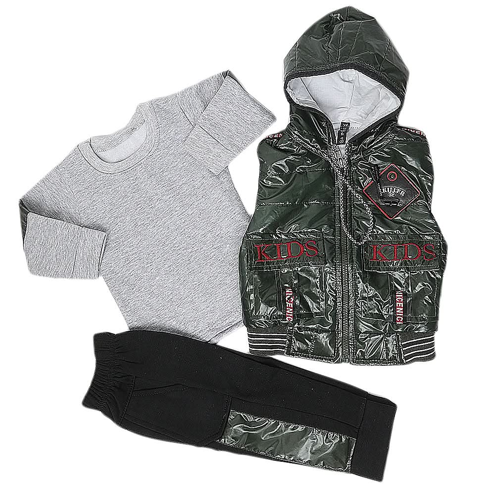 Boys 3 Piece Full Sleeves Suit - Olive Green, Kids, Boys Sets And Suits, Chase Value, Chase Value