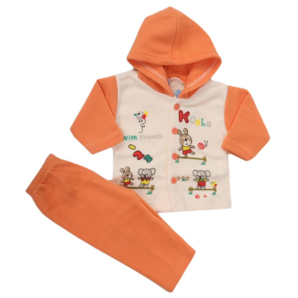 Newborn Boy Full Sleeves Polar Hooded Suit - Peach, Kids, NB Boys Sets And Suits, Chase Value, Chase Value