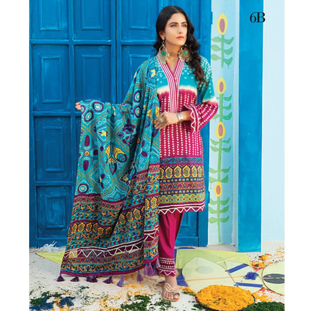 Monsoon Printed Lawn 3 Pcs Un-Stitched Suit Vol 1 - 6-B, Women, 3Pcs Shalwar Suit, Al-Zohaib Textiles, Chase Value
