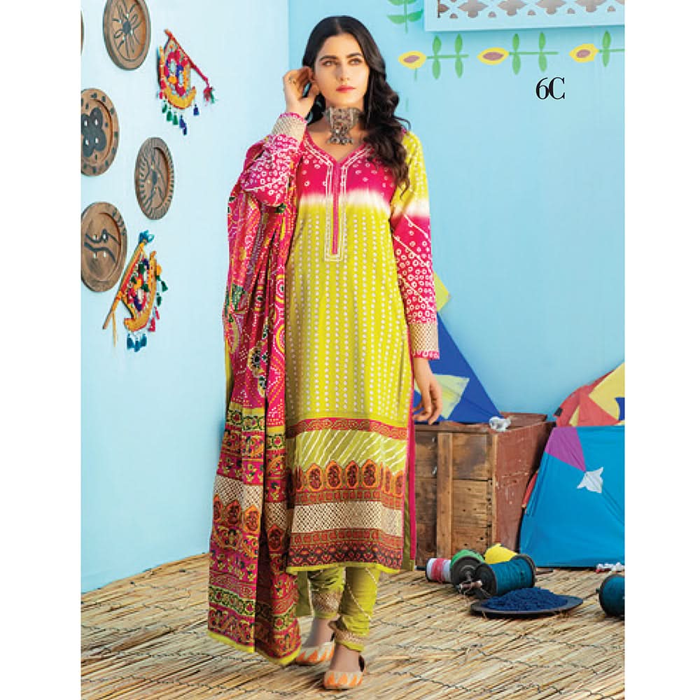 Monsoon Printed Lawn 3 Pcs Un-Stitched Suit Vol 1 - 6-C, Women, 3Pcs Shalwar Suit, Al-Zohaib Textiles, Chase Value