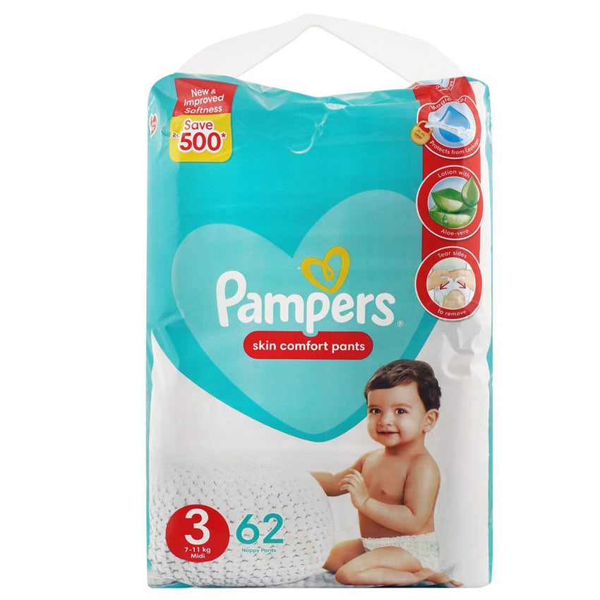 Pampers Skin Comfort Pants 3 (7-11) Kg Midi 62 Nappy Pants, Diapers & Wipes, Pampers, Chase Value