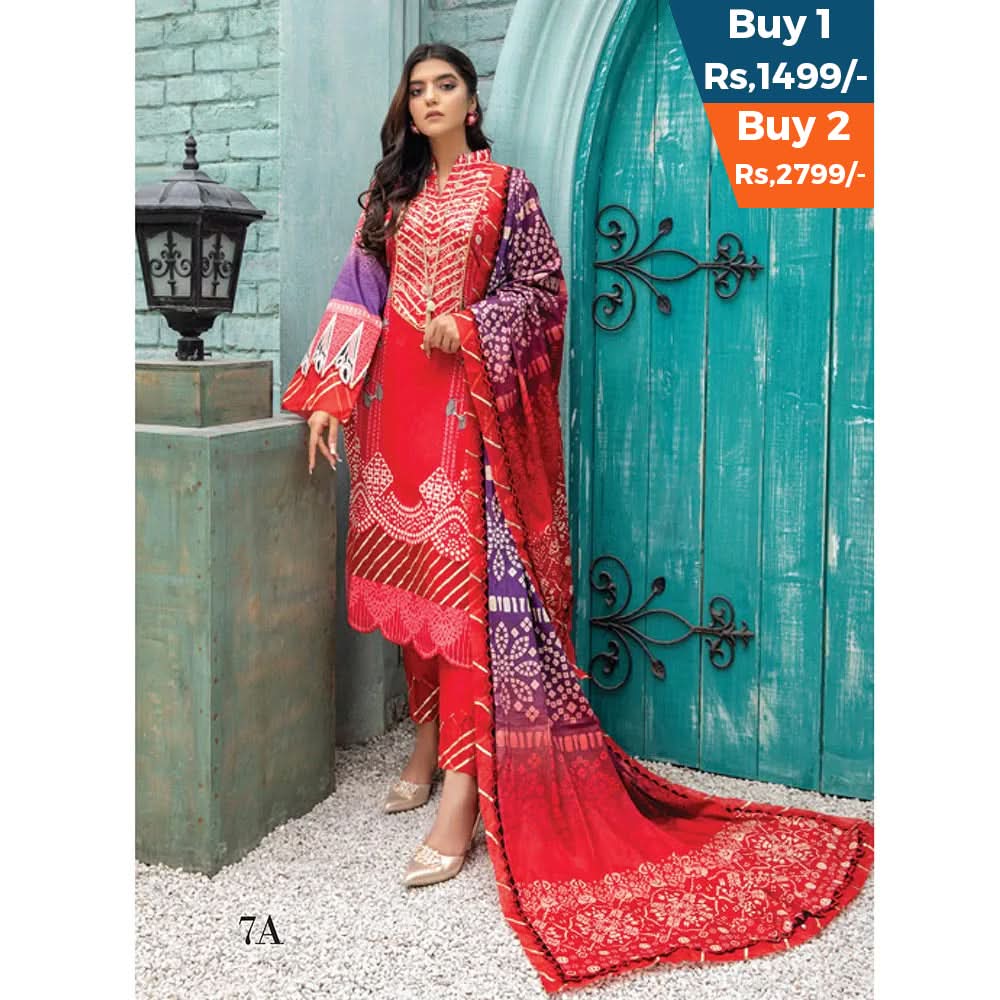 Anum Classic Printed Lawn 3 Pcs Un-Stitched Suit V 5 - 7-A, Women, 3Pcs Shalwar Suit, Al-Zohaib Textiles, Chase Value