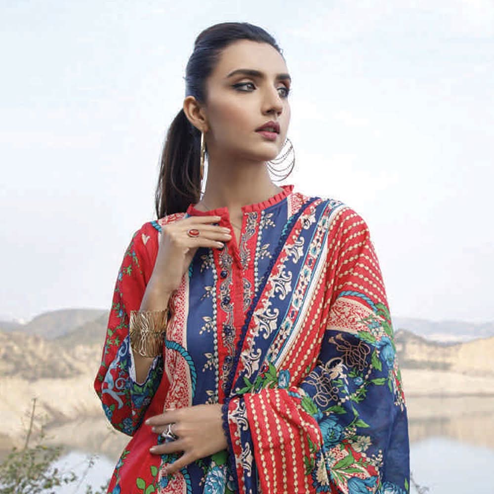 Monsoon Printed Lawn 3 Pcs Un-Stitched Suit Vol 2 - 7-C, Women, 3Pcs Shalwar Suit, Al-Zohaib Textiles, Chase Value