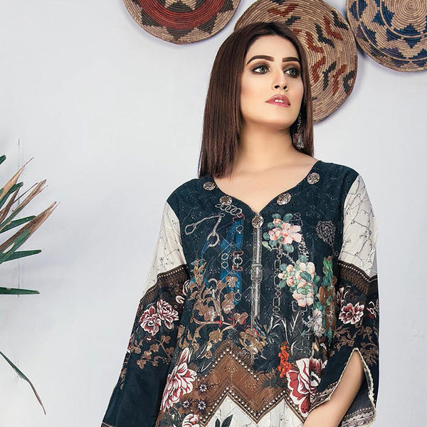 Morja Digital Printed Viscose with Chikan Kari 3 Pcs Un-Stitched Suit - 07, Women, 3Pcs Shalwar Suit, UK Fashion, Chase Value