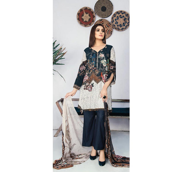Morja Digital Printed Viscose with Chikan Kari 3 Pcs Un-Stitched Suit - 07, Women, 3Pcs Shalwar Suit, UK Fashion, Chase Value