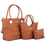 Women's Handbag 3 Pcs (7711) - Brown, Women, Bags, Chase Value, Chase Value