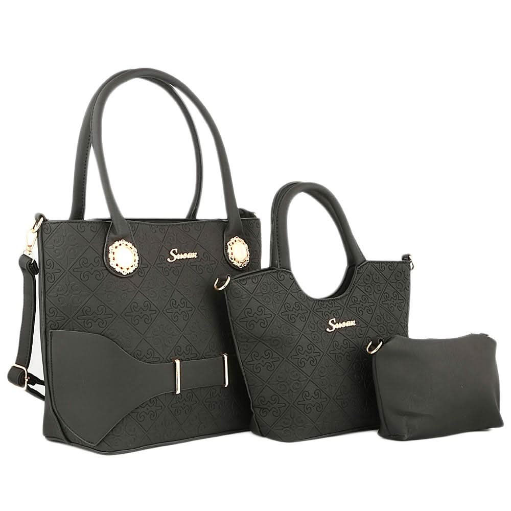 Women's Handbag 3 Pcs (7711) - Black, Women, Bags, Chase Value, Chase Value