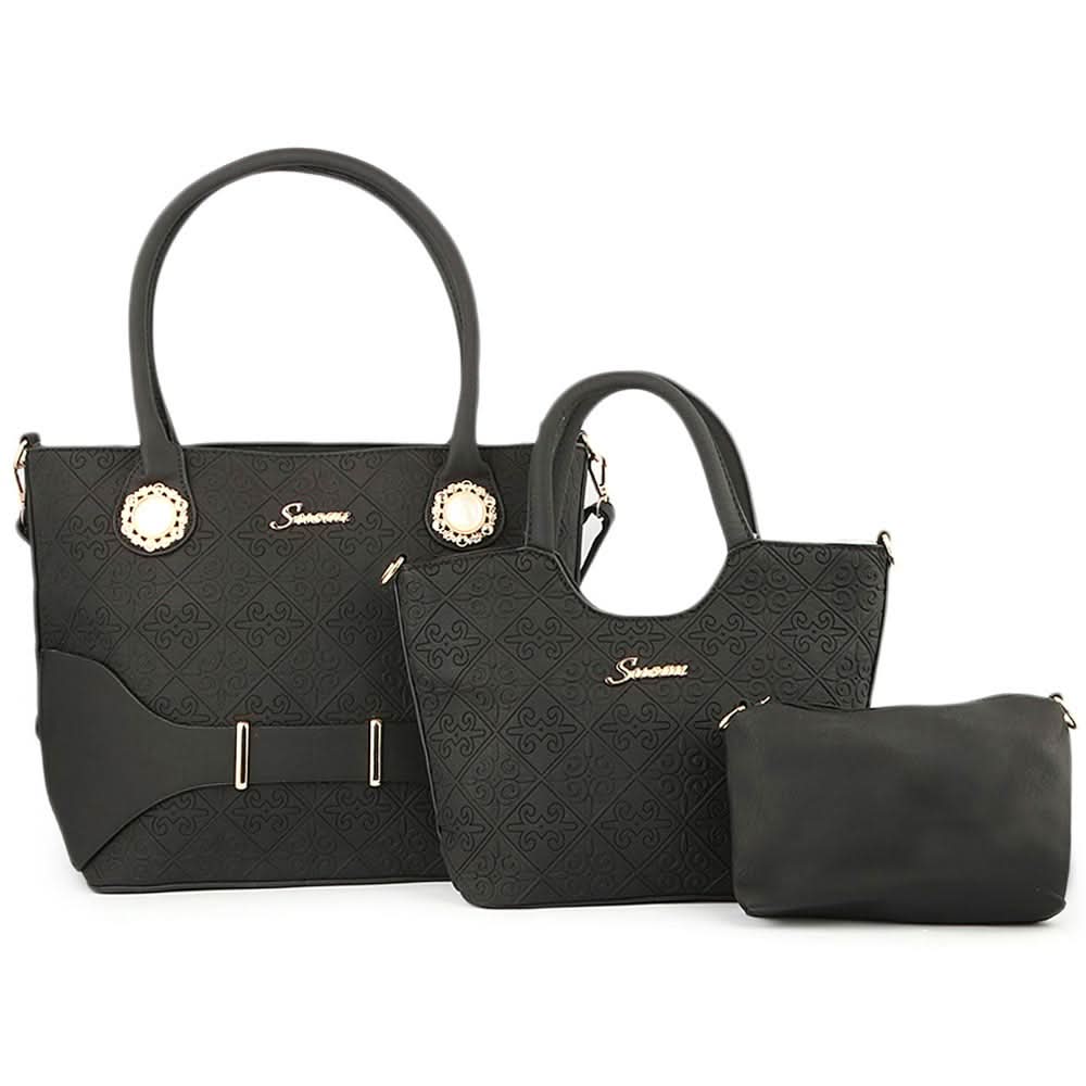 Women's Handbag 3 Pcs (7711) - Black, Women, Bags, Chase Value, Chase Value