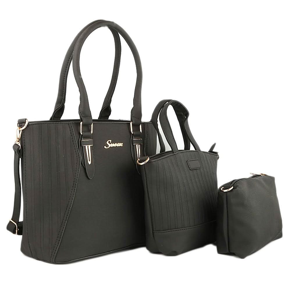 Women's Handbag 3 Pcs (7713) - Black, Women, Bags, Chase Value, Chase Value