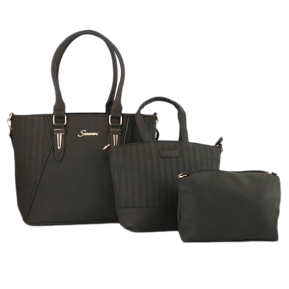 Women's Handbag 3 Pcs (7713) - Black, Women, Bags, Chase Value, Chase Value
