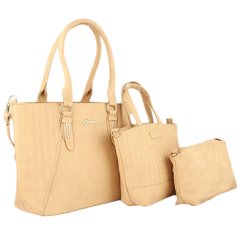 Women's Handbag 3 Pcs (7713) - Apricot, Women, Bags, Chase Value, Chase Value