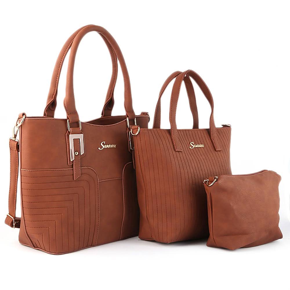 Women's Handbag 3 Pcs (785) - Brown, Women, Bags, Chase Value, Chase Value