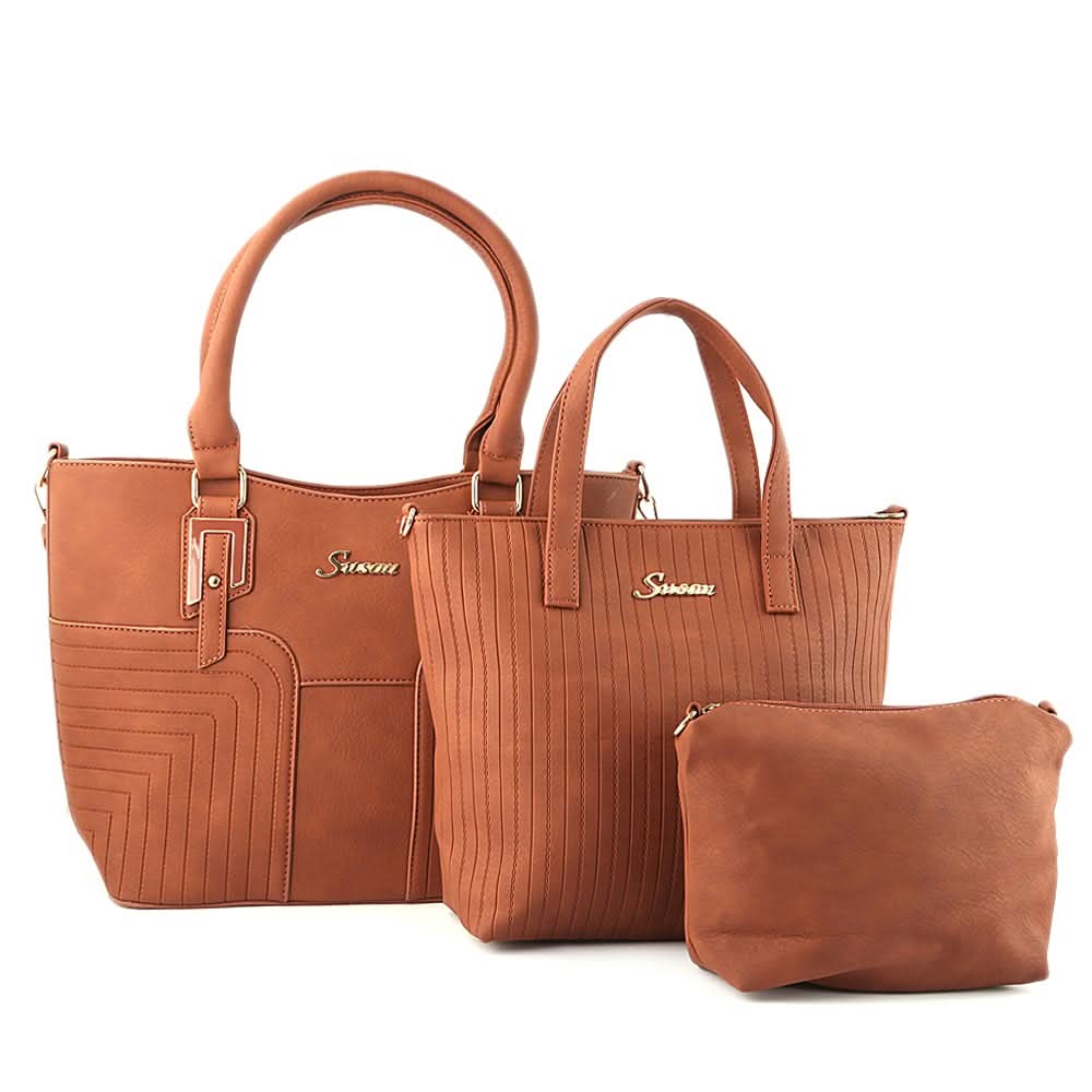 Women's Handbag 3 Pcs (785) - Brown, Women, Bags, Chase Value, Chase Value