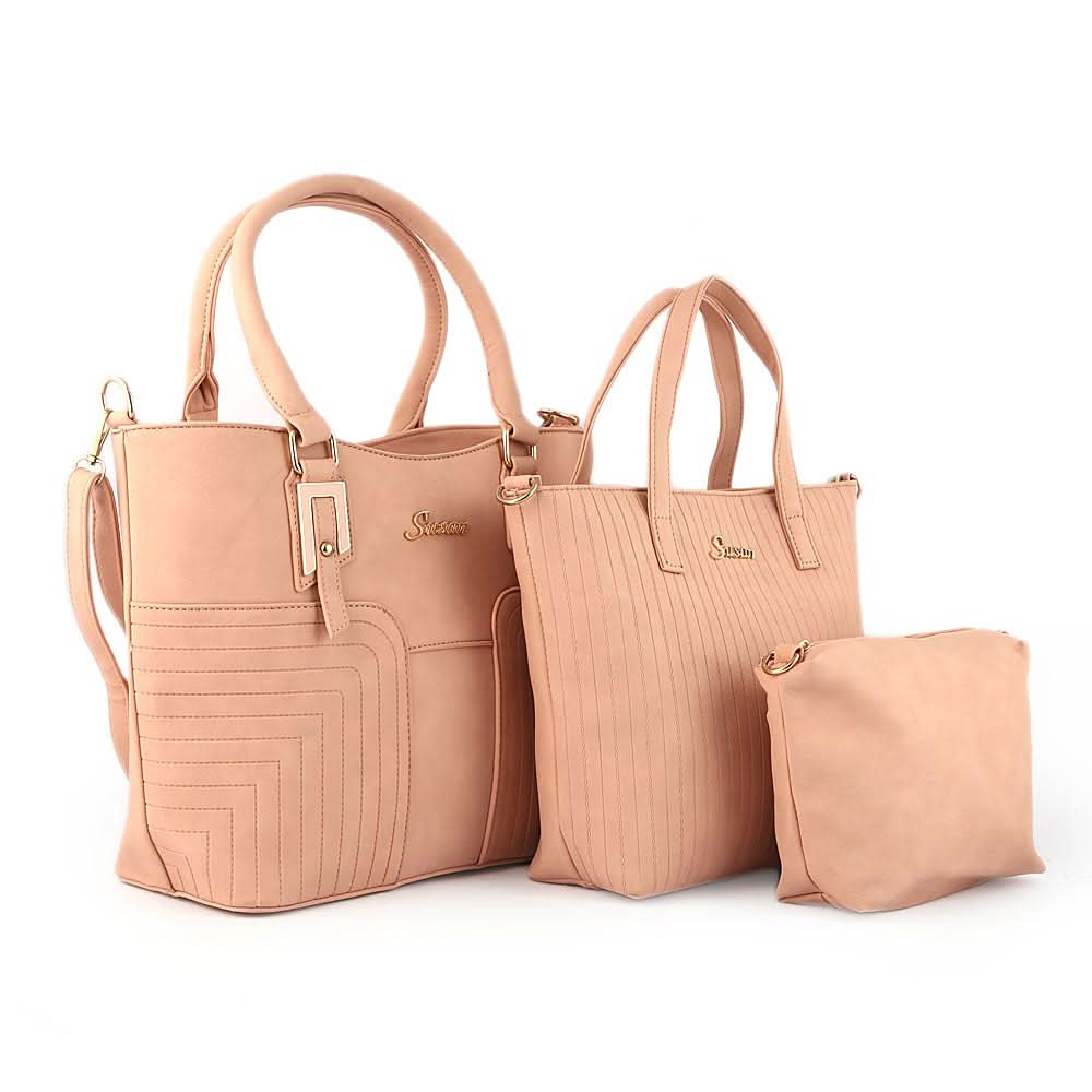 Women's Handbag 3 Pcs (785) - Pink, Women, Bags, Chase Value, Chase Value