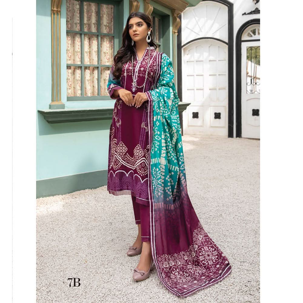 Anum Classic Printed Lawn 3 Pcs Un-Stitched Suit V 5 - 7-B, Women, 3Pcs Shalwar Suit, Al-Zohaib Textiles, Chase Value
