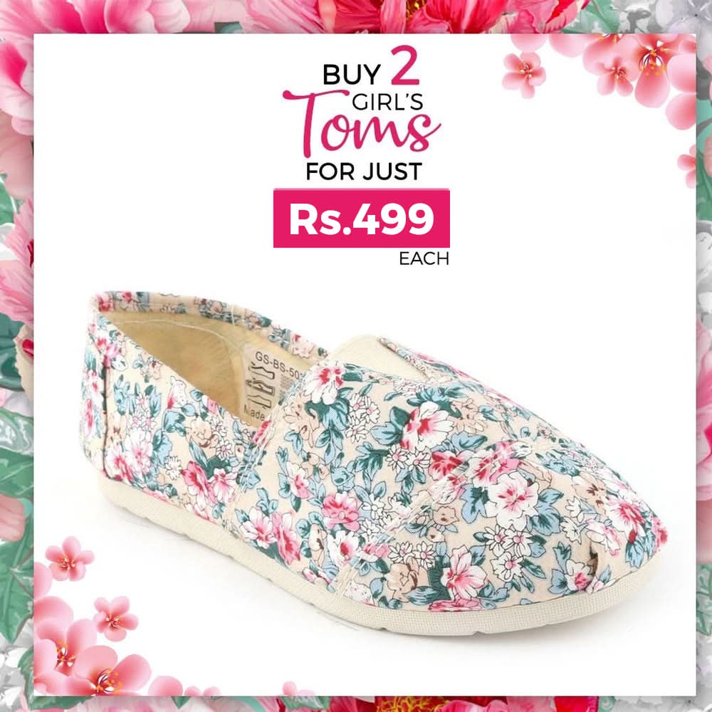 Girls Printed Toms - Purple, Kids, Girls Sneakers And Shoes, Chase Value, Chase Value