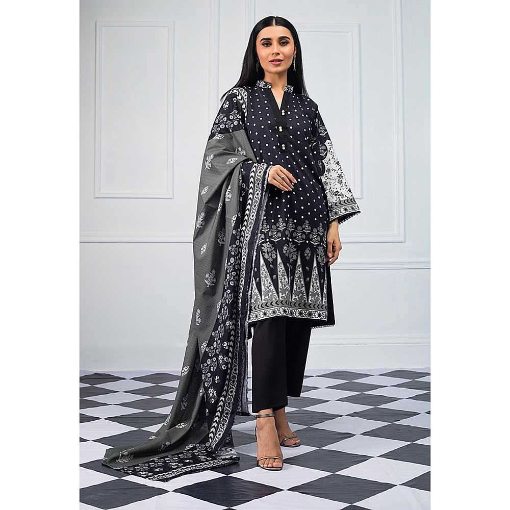 Salina Black & White Printed Lawn 3 Piece Un-Stitched Suit - 07, Women, 3Pcs Shalwar Suit, Regalia Textiles, Chase Value
