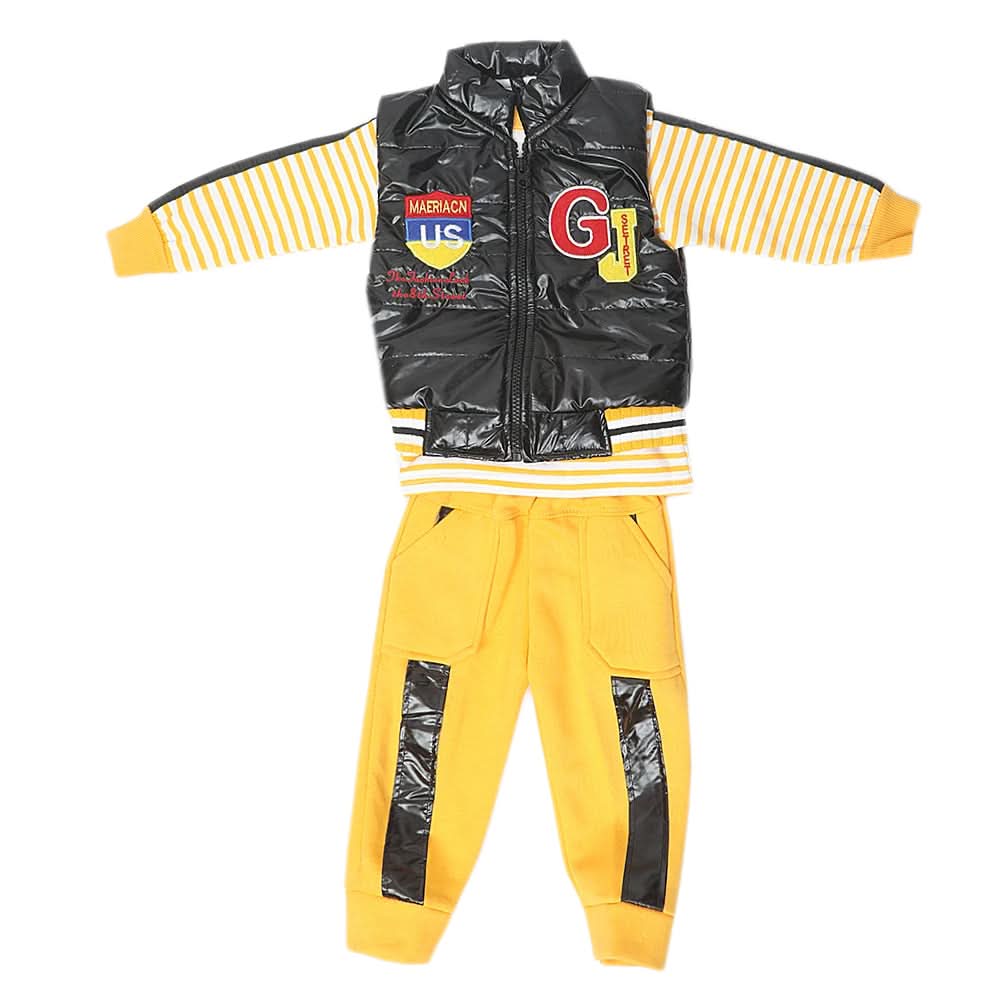 Boys 3 Piece Full Sleeves Suit - Yellow, Kids, Boys Sets And Suits, Chase Value, Chase Value