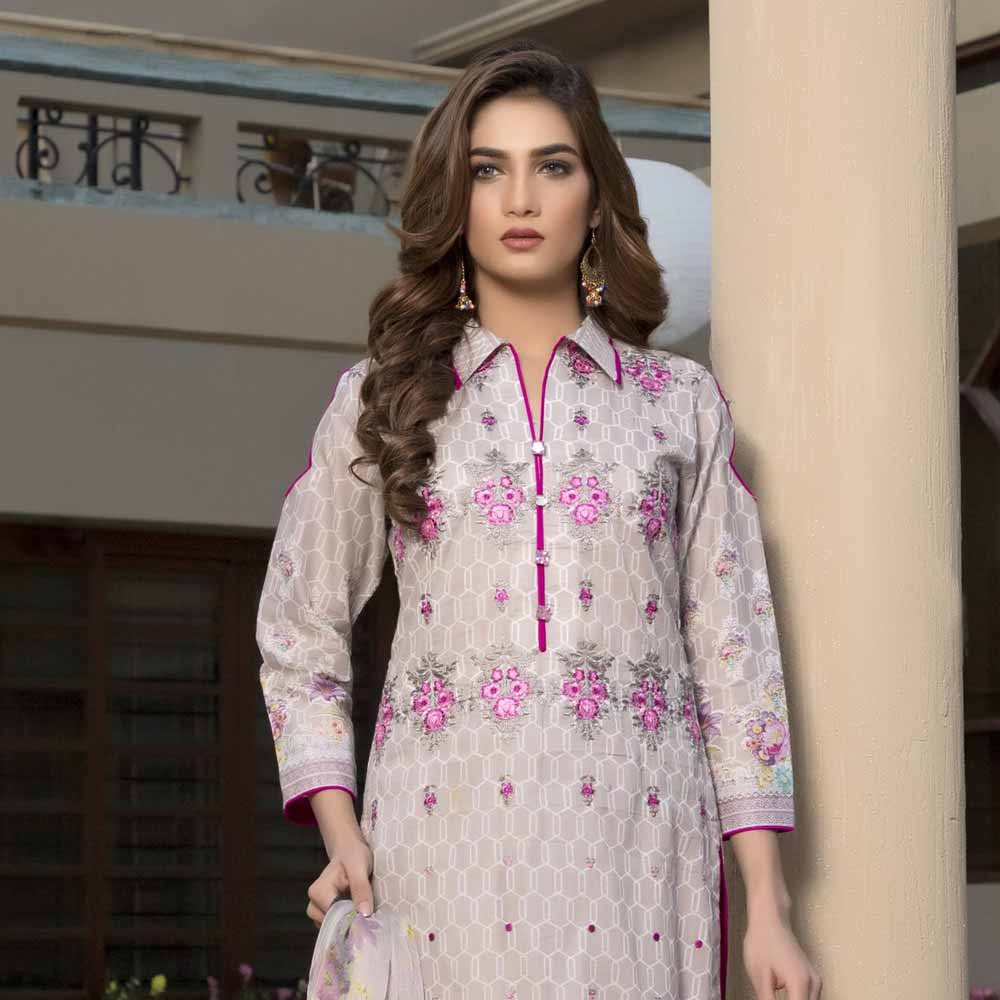 Zmaria Embroidered Lawn Un-Stitched Suit - 7B, Women, 3Pcs Shalwar Suit, ZS Textiles, Chase Value