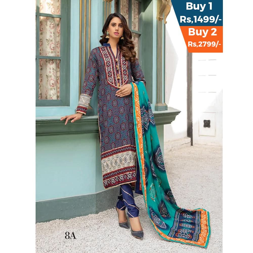Anum Classic Printed Lawn 3 Pcs Un-Stitched Suit V 5 - 8-A, Women, 3Pcs Shalwar Suit, Al-Zohaib Textiles, Chase Value