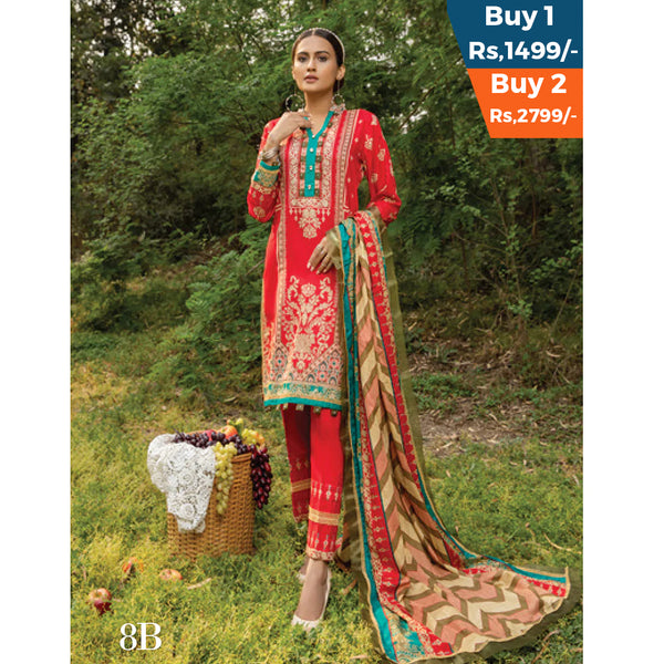 Anum Classic Printed Lawn 3 Pcs Un-Stitched Suit Vol 3 - 8-B, Women, 3Pcs Shalwar Suit, Al-Zohaib Textiles, Chase Value