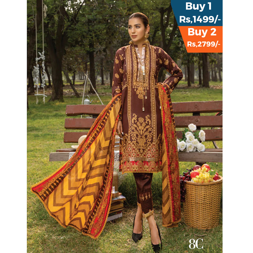 Anum Classic Printed Lawn 3 Pcs Un-Stitched Suit Vol 3 - 8-C, Women, 3Pcs Shalwar Suit, Al-Zohaib Textiles, Chase Value