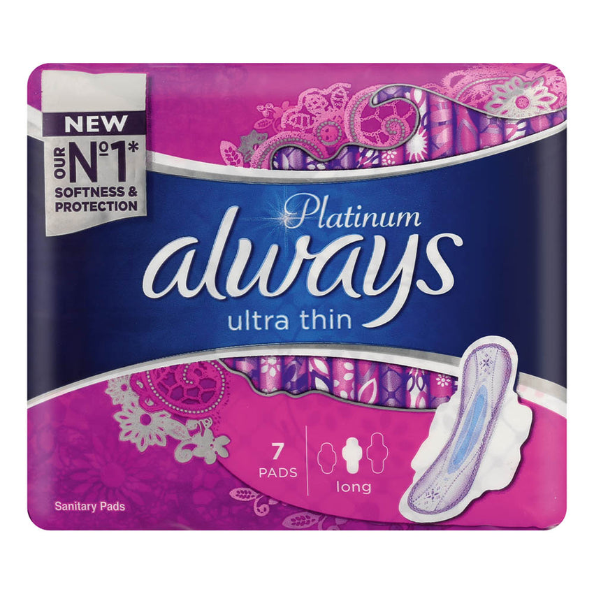 Always Diamond Ultra Thin Long Sanitary Pads  - 7 Pieces, Beauty & Personal Care, Sanitory Napkins, P&G, Chase Value