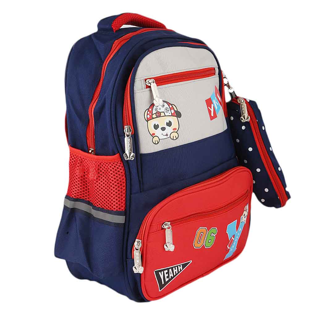 Kids School Bag (8851) - Navy Blue - Red, Kids, School and Laptop Bags, Chase Value, Chase Value