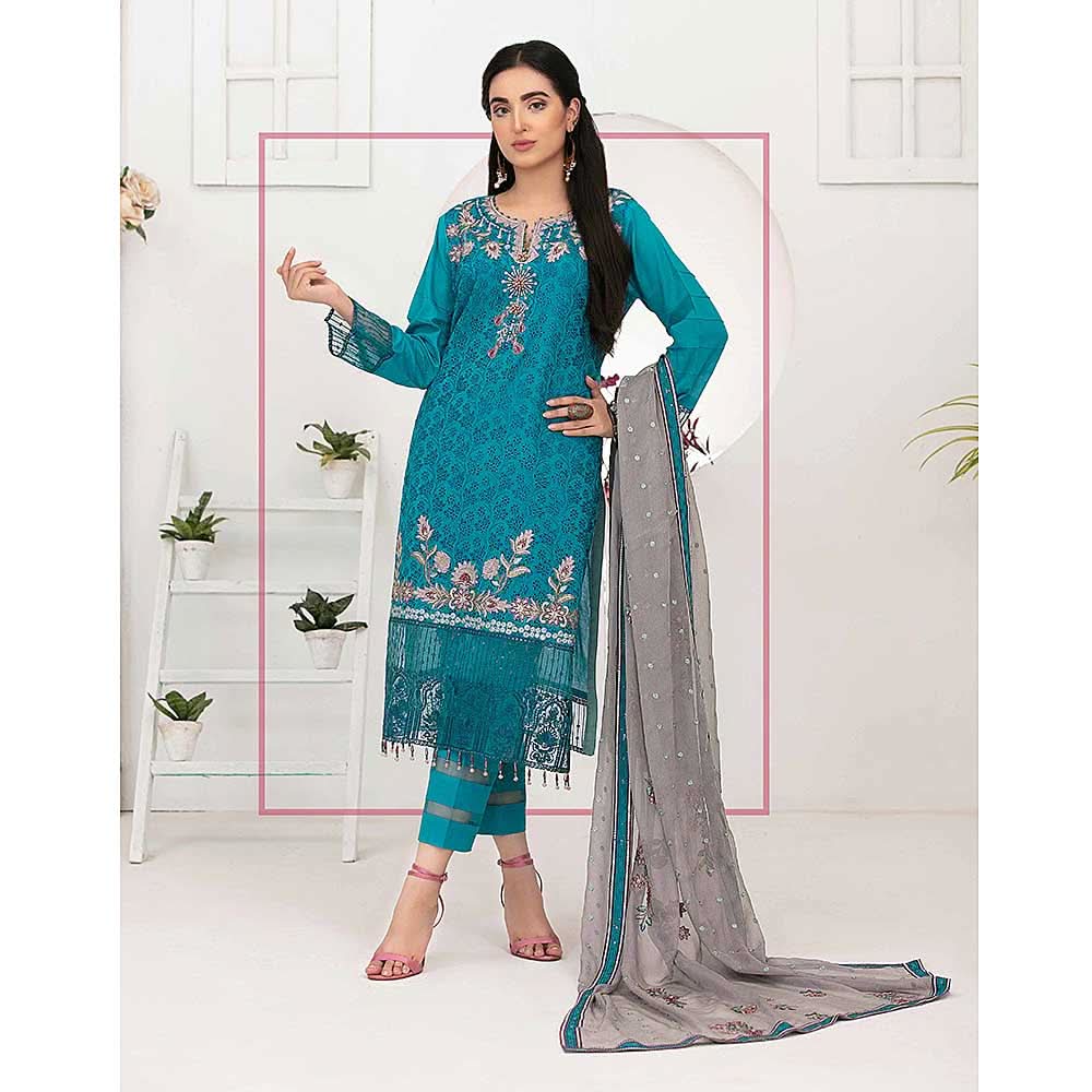 Ophelia Embroidered Chikankari 3 Piece Un-Stitched Suit - 8881 A, Women, 3Pcs Shalwar Suit, Tawakkal Fabrics, Chase Value