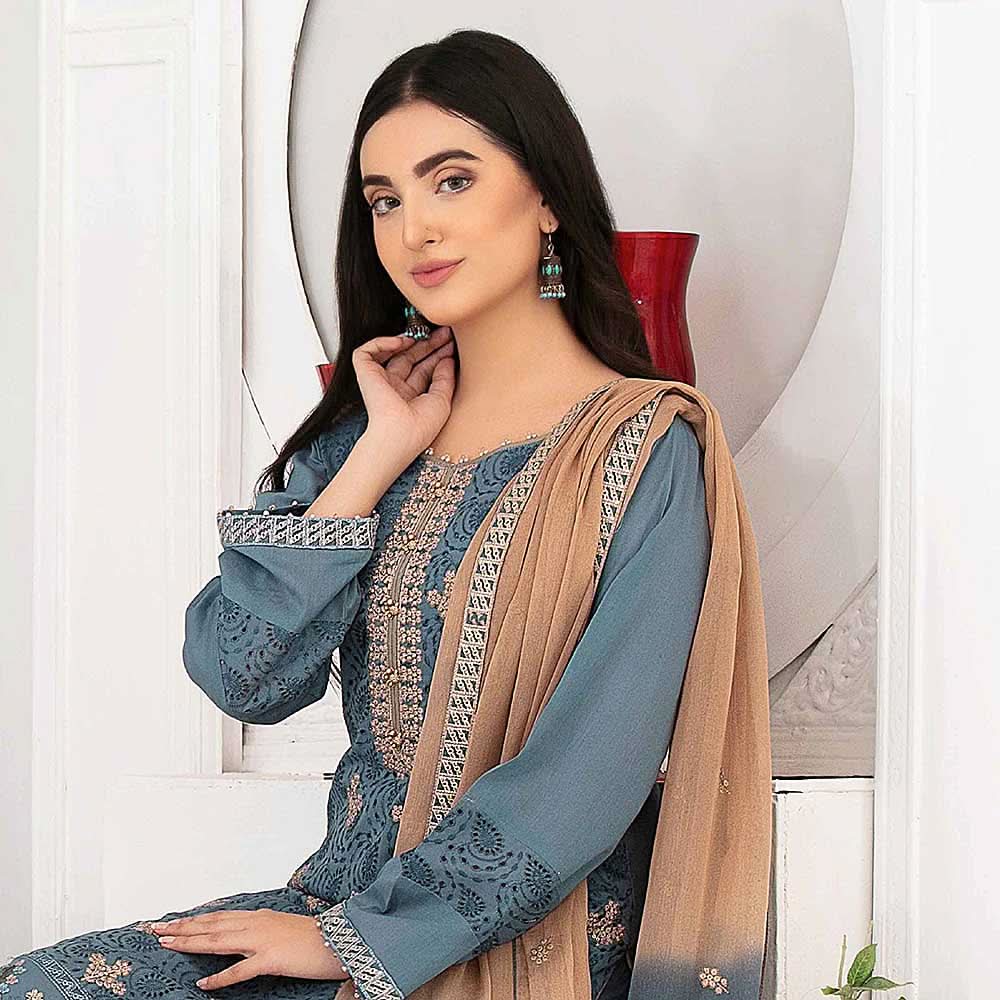 Ophelia Embroidered Chikankari 3 Piece Un-Stitched Suit - 8881 B, Women, 3Pcs Shalwar Suit, Tawakkal Fabrics, Chase Value
