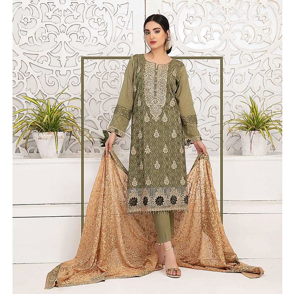 Ophelia Embroidered Chikankari 3 Piece Un-Stitched Suit - 8882 A, Women, 3Pcs Shalwar Suit, Tawakkal Fabrics, Chase Value