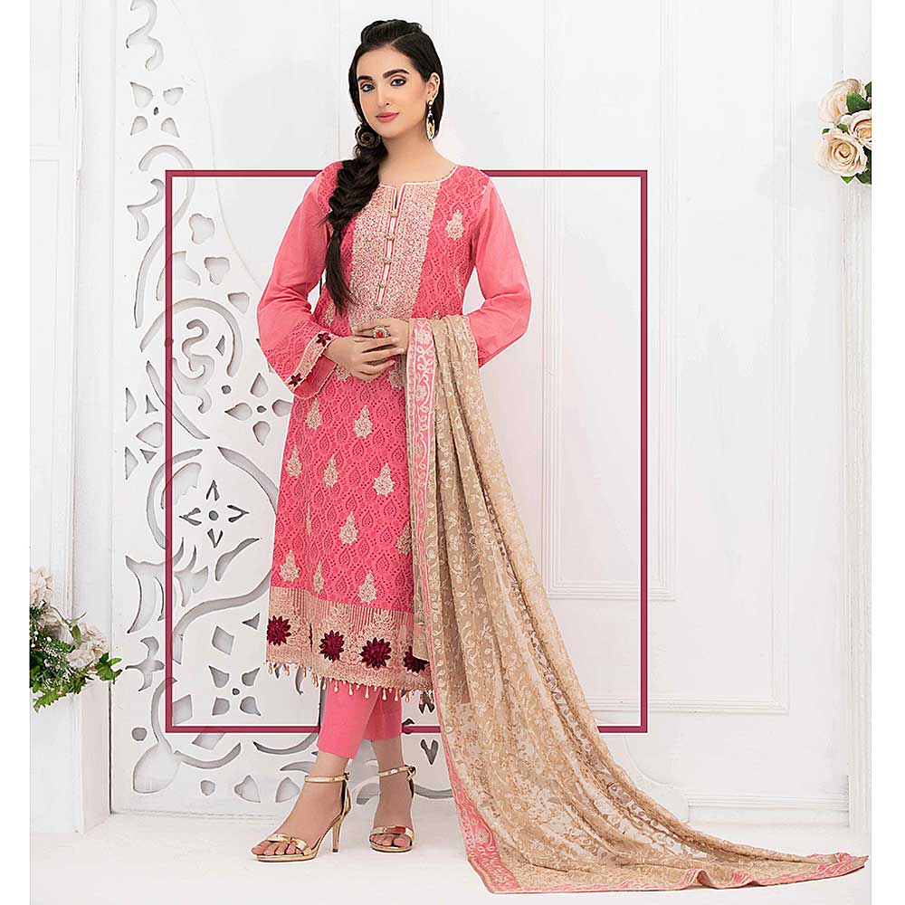 Ophelia Embroidered Chikankari 3 Piece Un-Stitched Suit - 8882 B, Women, 3Pcs Shalwar Suit, Tawakkal Fabrics, Chase Value