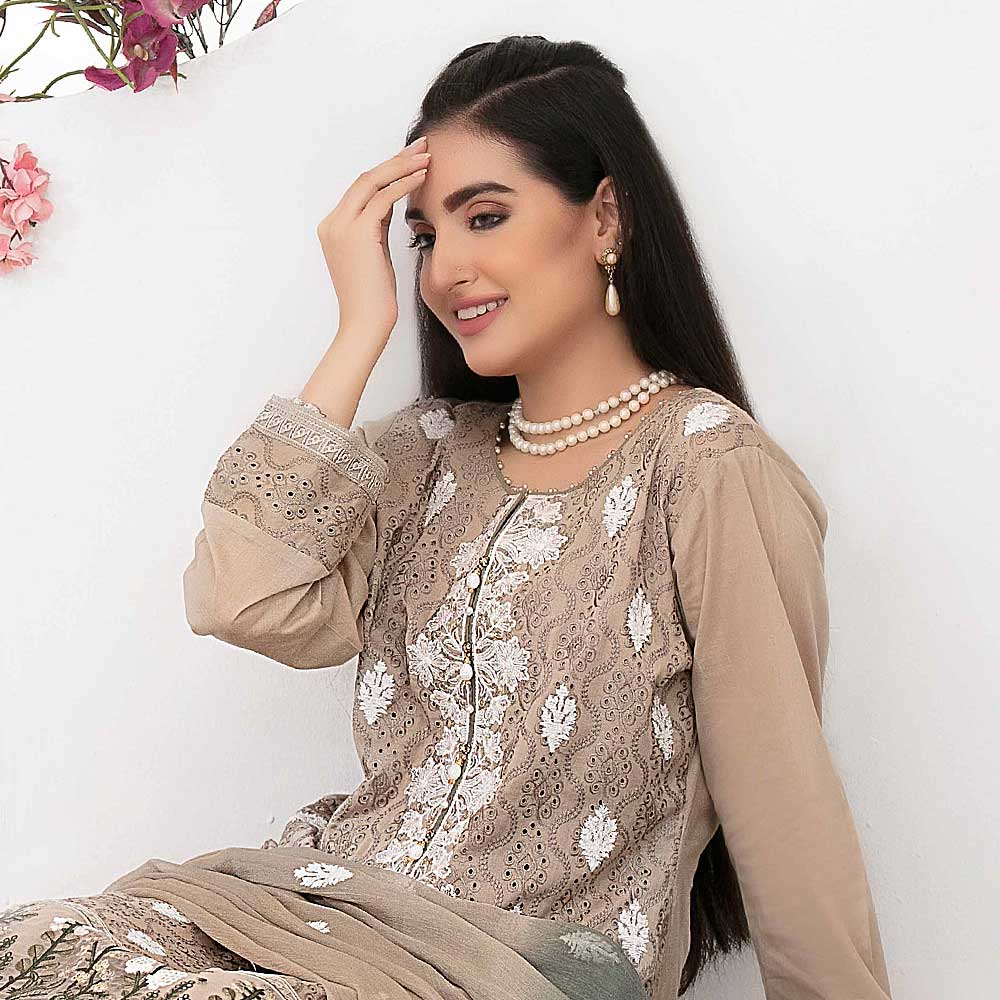 Ophelia Embroidered Chikankari 3 Piece Un-Stitched Suit - 8883 A, Women, 3Pcs Shalwar Suit, Tawakkal Fabrics, Chase Value