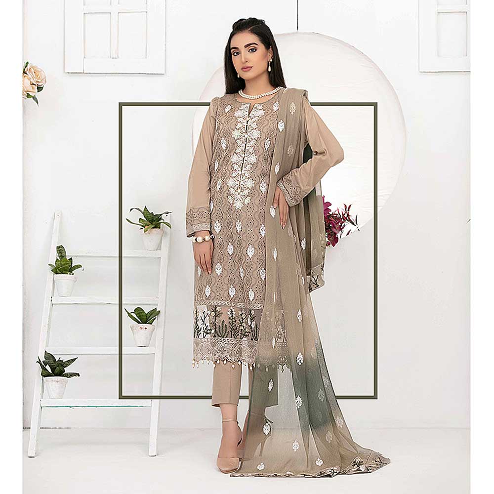 Ophelia Embroidered Chikankari 3 Piece Un-Stitched Suit - 8883 A, Women, 3Pcs Shalwar Suit, Tawakkal Fabrics, Chase Value