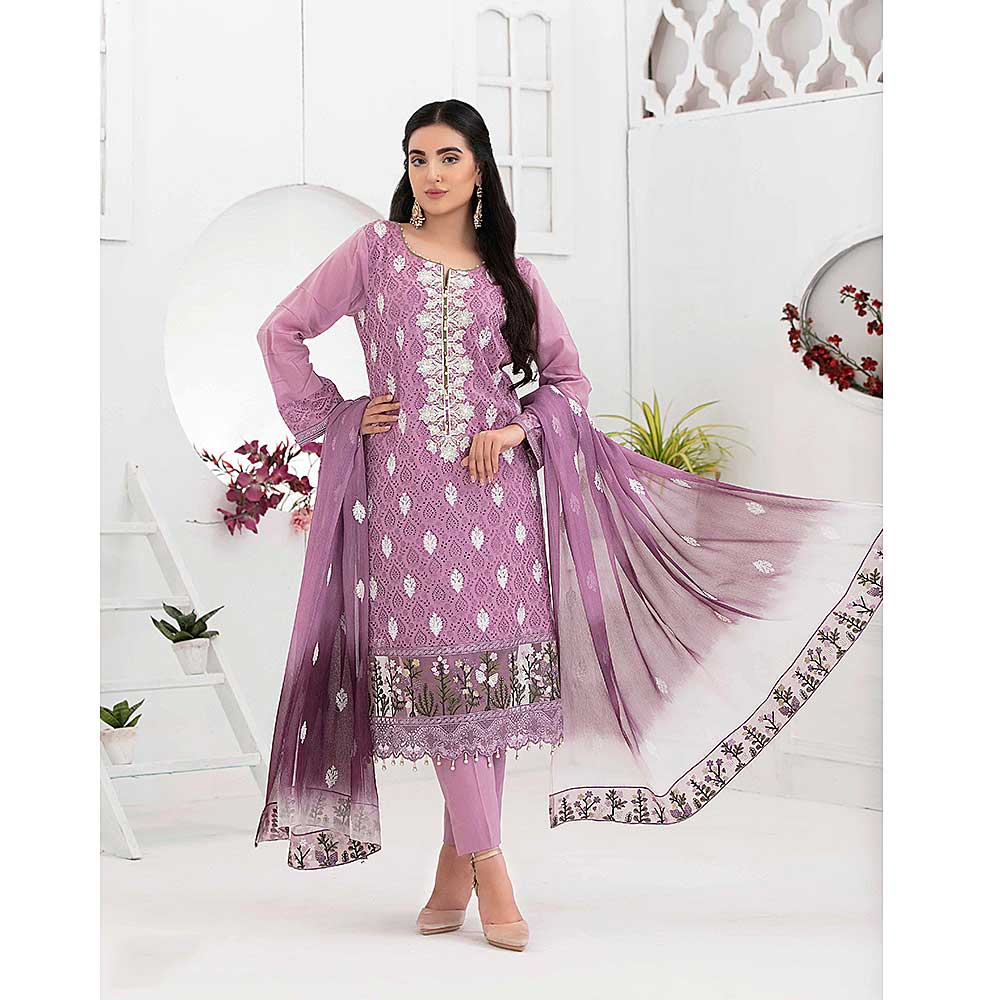 Ophelia Embroidered Chikankari 3 Piece Un-Stitched Suit - 8883 B, Women, 3Pcs Shalwar Suit, Tawakkal Fabrics, Chase Value