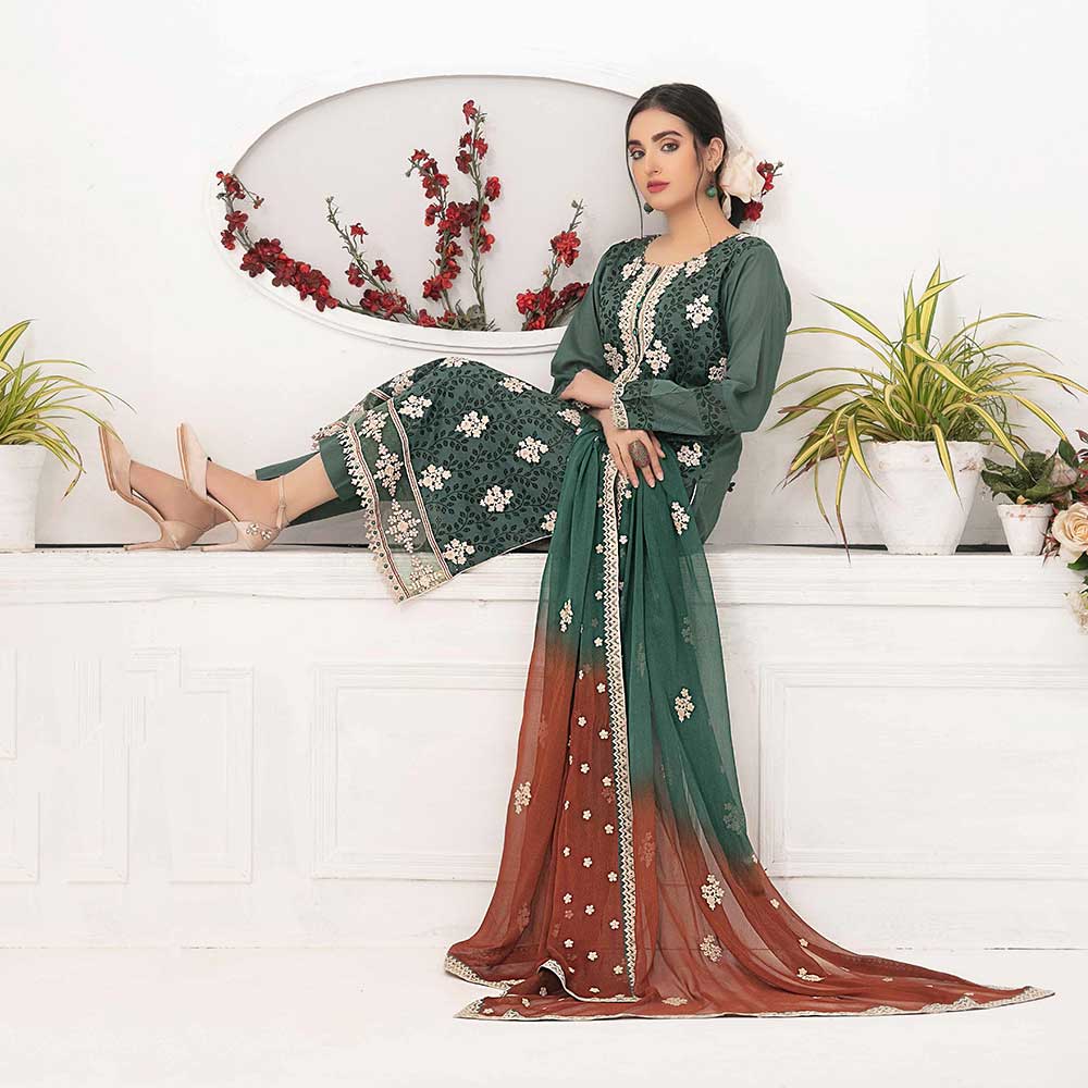 Ophelia Embroidered Chikankari 3 Piece Un-Stitched Suit - 8885 A, Women, 3Pcs Shalwar Suit, Tawakkal Fabrics, Chase Value