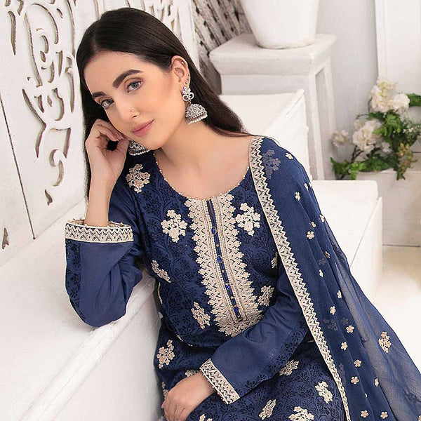 Ophelia Embroidered Chikankari 3 Piece Un-Stitched Suit - 8885 B, Women, 3Pcs Shalwar Suit, Tawakkal Fabrics, Chase Value