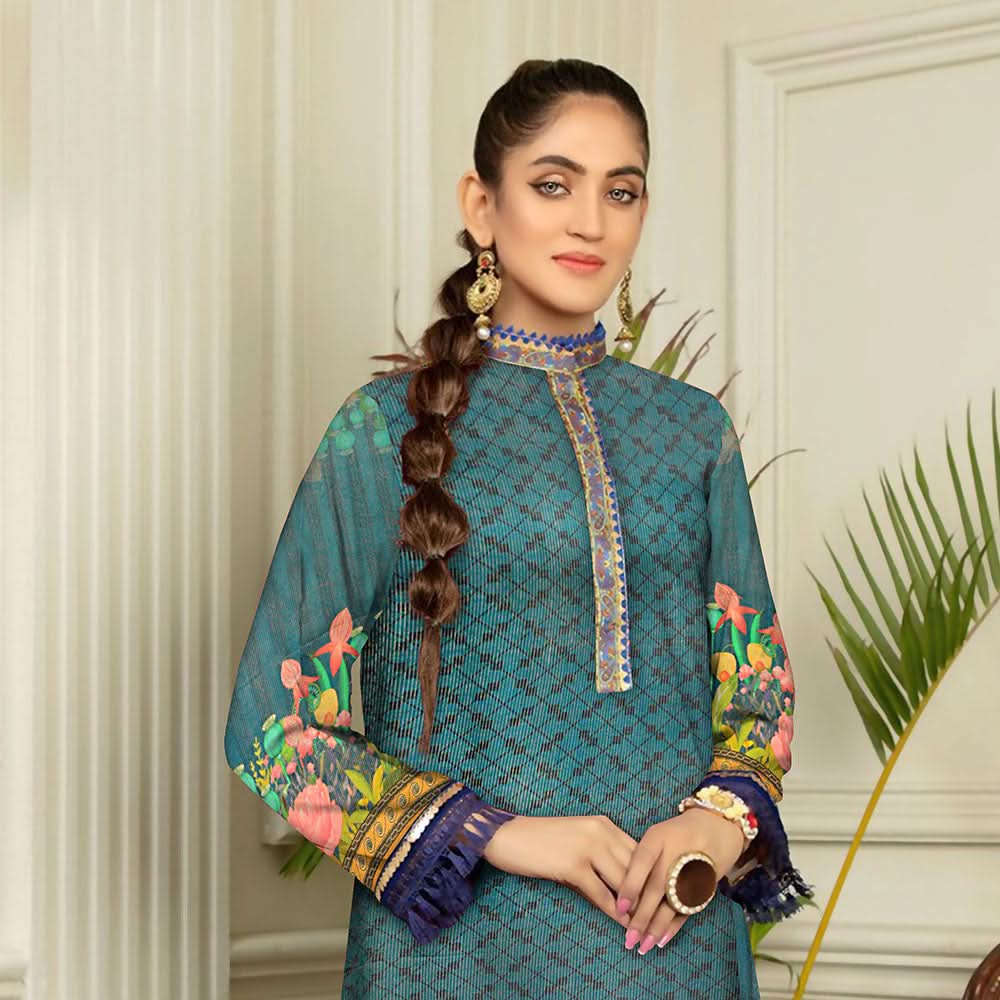 Anchal Digital Printed Masoori Un-Stitched Kurti - 08, Women, Unstitched Kurti, Ulfat Textile, Chase Value
