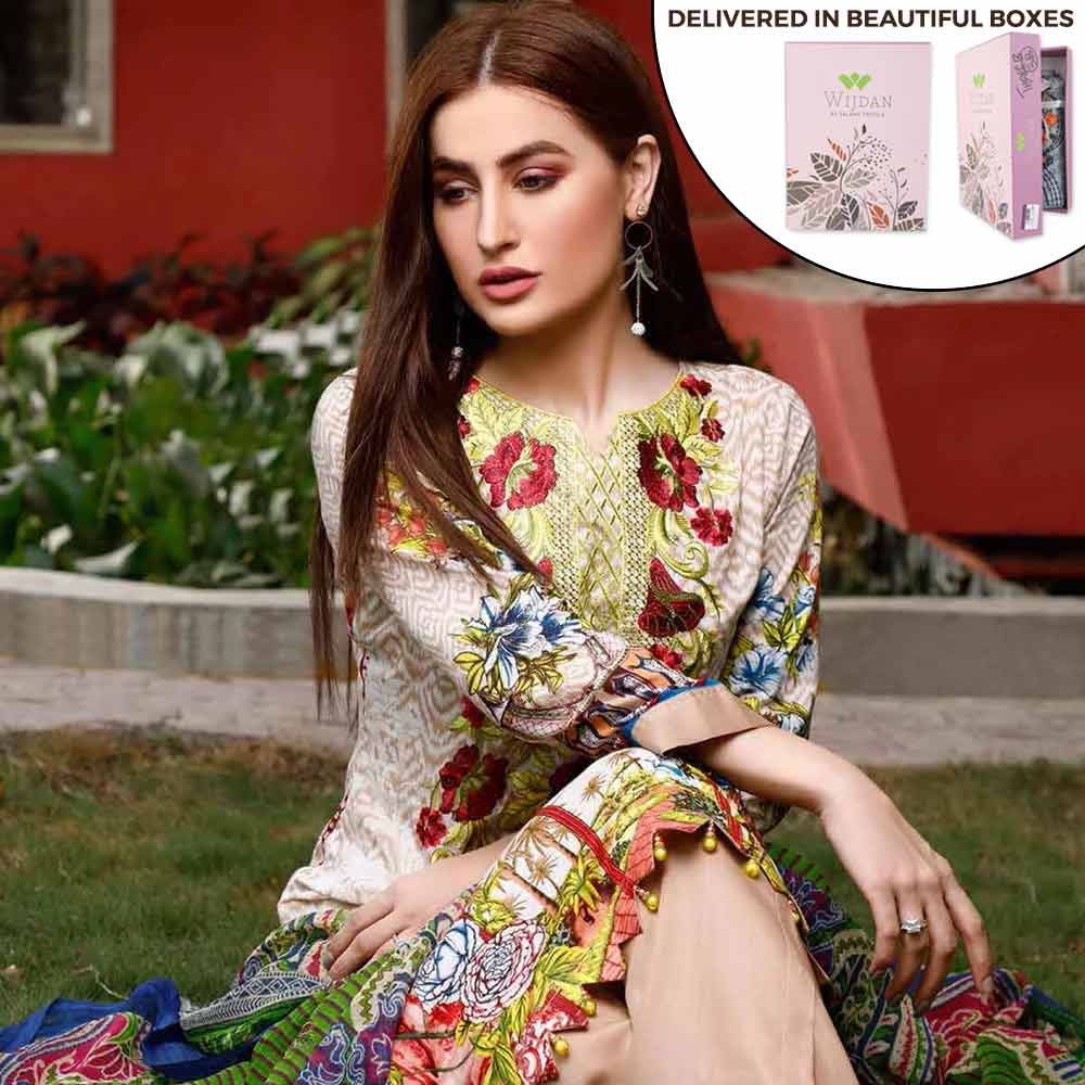 Zobia Noor Embroidered Lawn 3 Piece Un-Stitched Suit - ZN-05A, Women, 3Pcs Shalwar Suit, Salam's Textiles, Chase Value