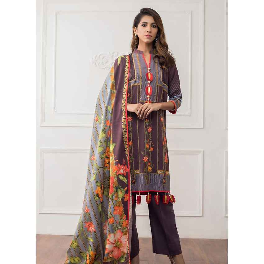Salina Digital Printed Khaddar 3Pcs Un-Stitched Suit Vol 2 - 08, Women, 3Pcs Shalwar Suit, Regalia Textiles, Chase Value