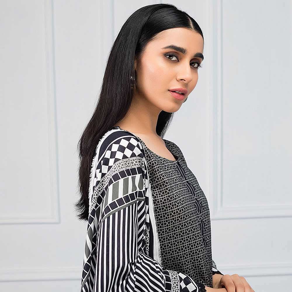 Salina Black & White Printed Lawn 3 Piece Un-Stitched Suit - 08, Women, 3Pcs Shalwar Suit, Regalia Textiles, Chase Value