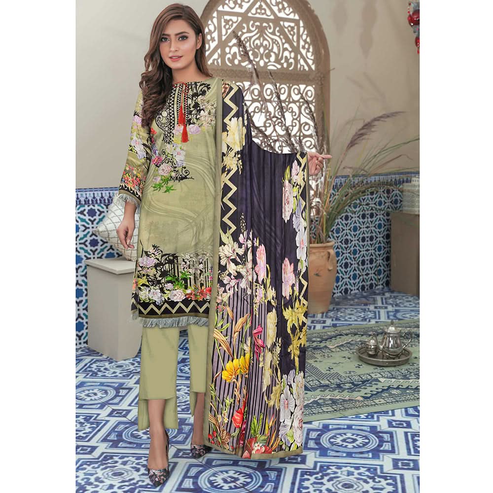 Riwayat Cottrell Digital Printed Linen 3 Pcs Un-Stitched Suit - 08, Women, 3Pcs Shalwar Suit, Ulfat Textile, Chase Value
